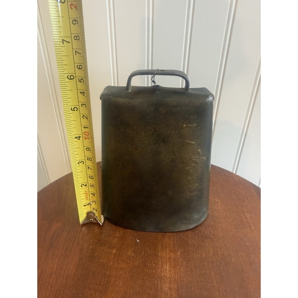 Antique Hand Forged Riveted Cow Bell w/ Clapper Primitive Farm 6" Heavy